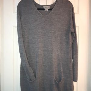 Extra-Long Gray long sleeve dress sweater